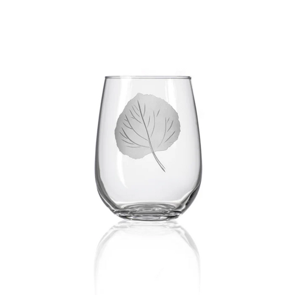Aspen Leaf Stemless Wine Glass 17oz