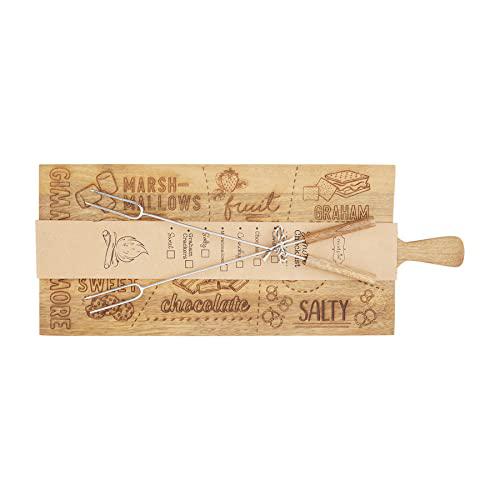 Mud Pie Wooden S'Mores Map Board Set, Brown