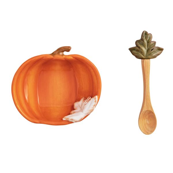 Orange Pumpkin Dip Bowl Set