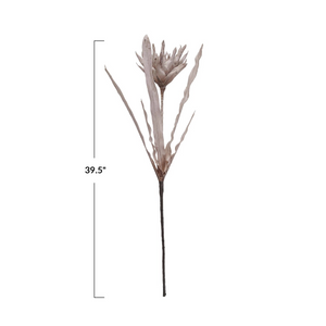 39-1/4"H Faux Flower Pick, Taupe