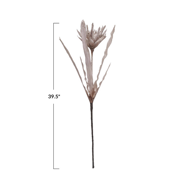39-1/4"H Faux Flower Pick, Taupe