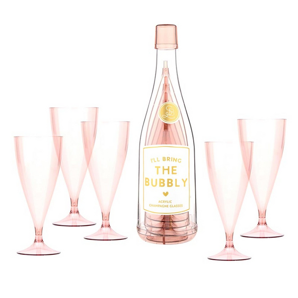 Acrylic Champagne Bottle + Glasses - The Bubbly