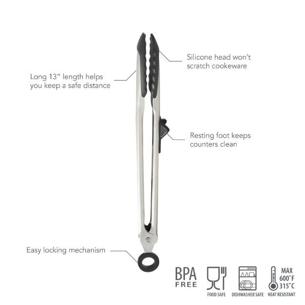 Silicone Tip Top Tongs Black
