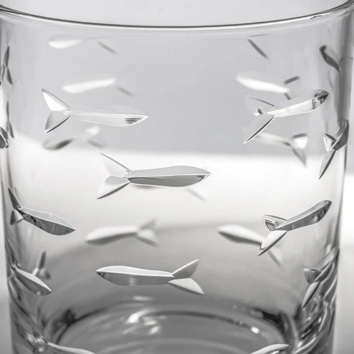 School of Fish 13oz Double Old Fashioned Whiskey Glass