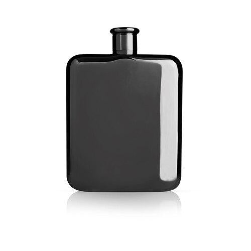 Viski Gunmetal Flask, Black Stainless Steel