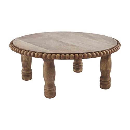 Mud Pie Natural Brown Stand Beaded Wood Pedestal