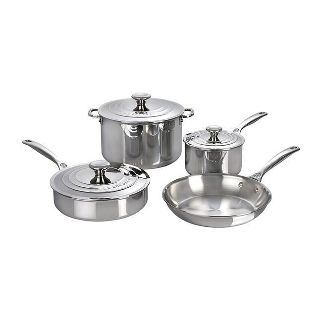 Le Creuset, Stainless Steel, Signature 7-piece Cookware Set