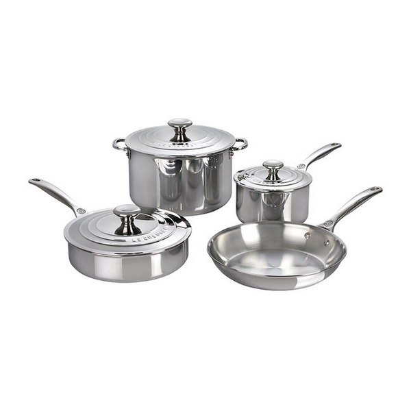 Le Creuset, Stainless Steel, Signature 7-piece Cookware Set