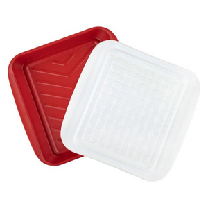 2-Piece Small Prep & Serve Marinade Tray Set - Red