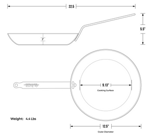 12.5" Fry Pan Blue Carbon Steel De Buyer