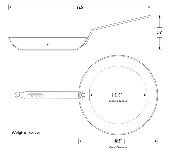 12.5" Fry Pan Blue Carbon Steel De Buyer