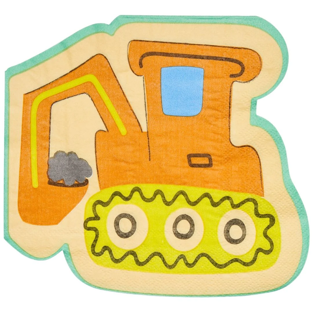Die-Cut Construction Lunch Napkin Dig It - 16pkg