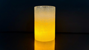 WHITE CRACKLE GLASS, MEDIUM 4.75″D x 7″ H