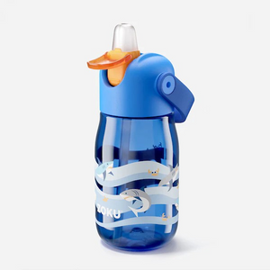 Blue Shark Flip Straw Bottle