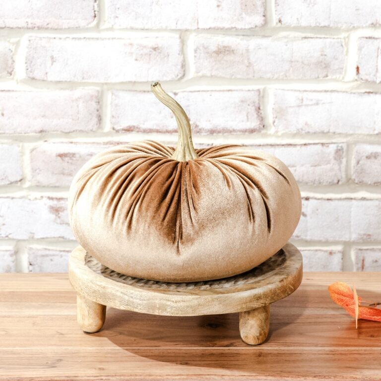 10″ BEIGE VELVET PUMPKIN