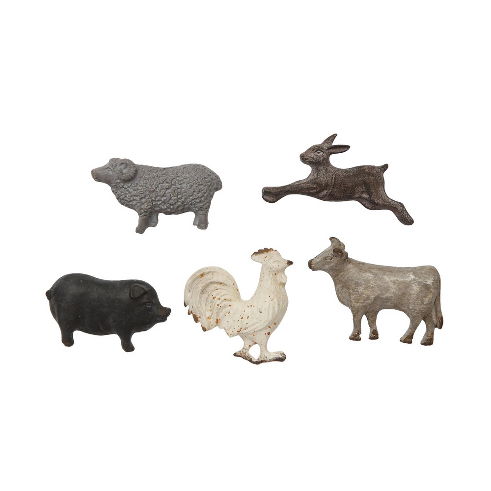 Pewter Animal Magnets on Card, Set of 5