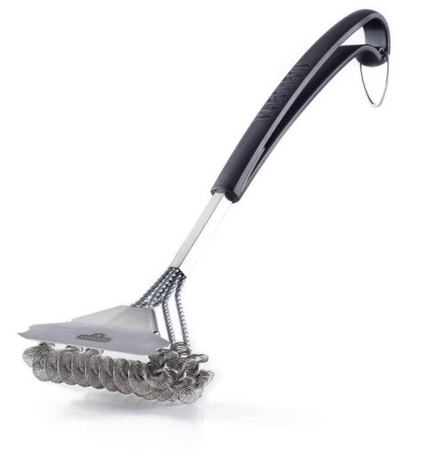 Bristle-Free Triple-Row Grill Brush w/ Rolled Stainless Steel