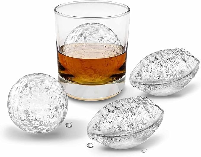 Sports Ball Ice Molds (Set of 4: Includes Football, Baseball, Soccer, Basketball)