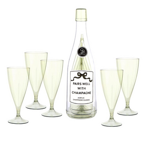 Acrylic Champagne Bottle + Glasses - Pairs Well