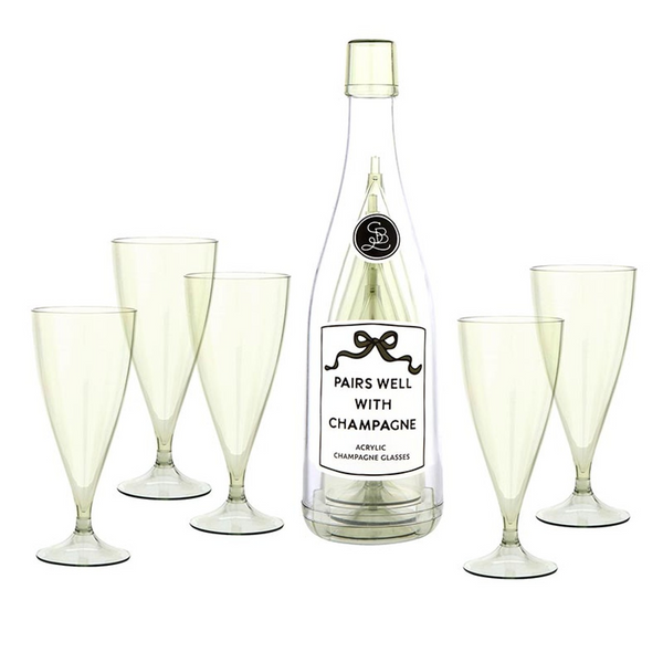 Acrylic Champagne Bottle + Glasses - Pairs Well