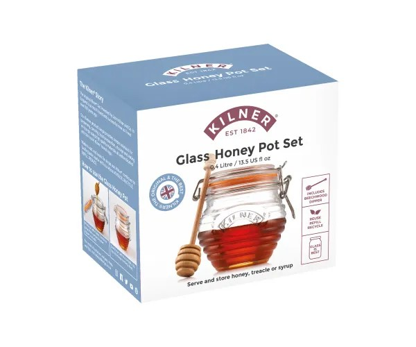 Glass Honey Pot Set