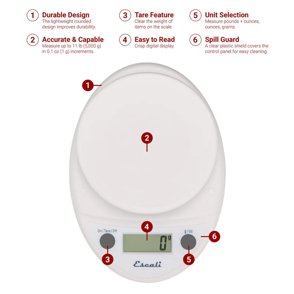 Escali Corp Primo Digital Scale, White
