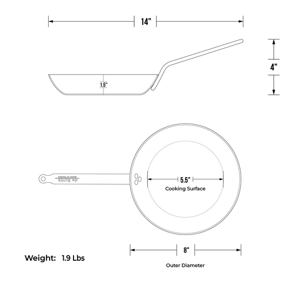 8" Blue Carbon Steel Fry Pan De Buyer