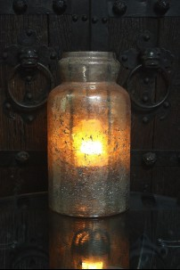 Small Mercury Glass Jar with Metal Insert 15x8x8