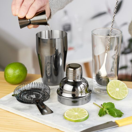 Gunmetal Black Barware Set