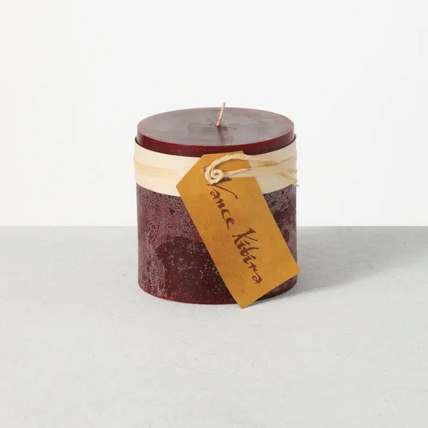Wine Timber Pillar Candle Vance Kitira 4x4x4.3