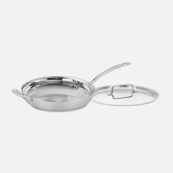 Cuisinart MultiClad Pro Triple Ply Stainless Steel 12" Skillet with Helper Handle and Cover