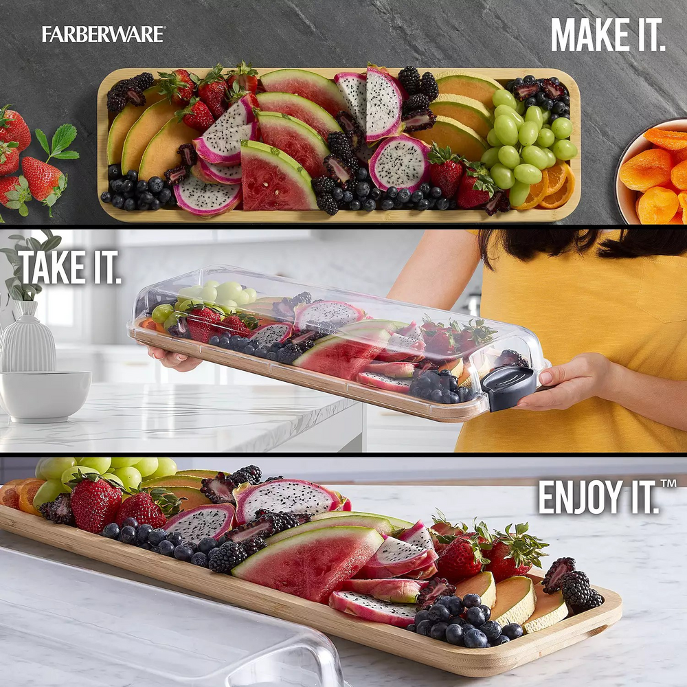 Build-a-Board 7-in. x 22-in. Rectangle Bamboo Charcuterie Board with Lid