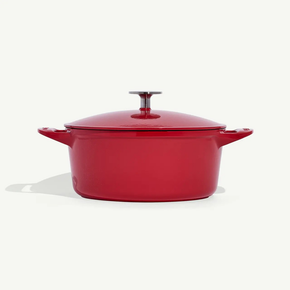 Enameled Cast Iron 5.5 Qt. Round  Dutch Oven- Made In Red