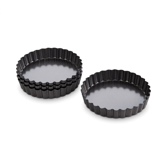 Quiche Pan Round Non-Stick Carbon Steel Set/4
