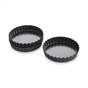Quiche Pan Round Non-Stick Carbon Steel Set/4