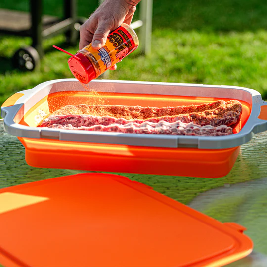(XL) BBQ Prep Tub w/ Lid - Classic Orange