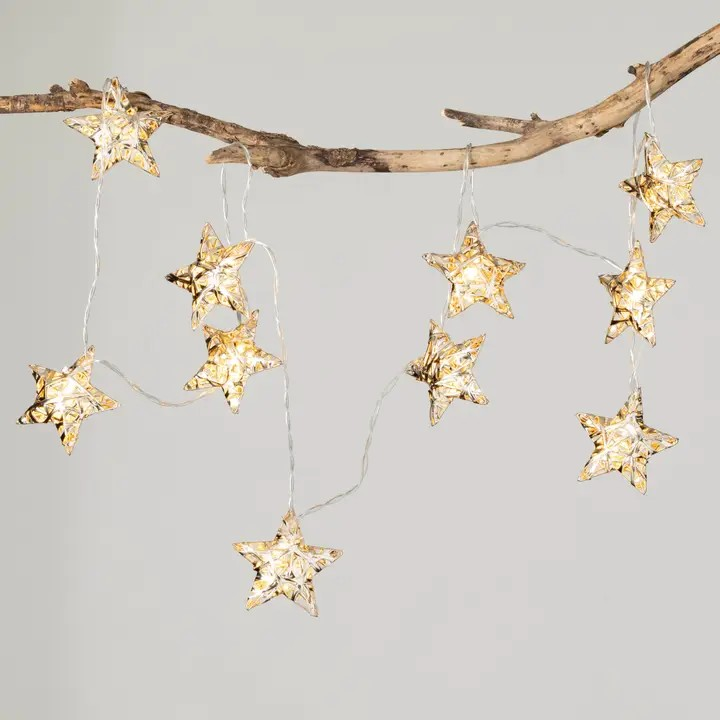 Champagne Lighted Star Garland