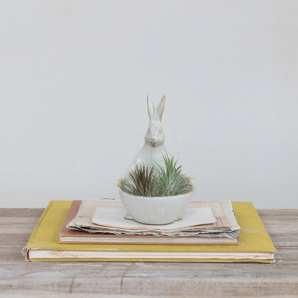 Stoneware Rabbit with Bowl