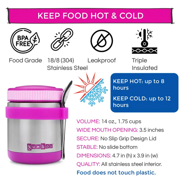 Thermal Food Jar For Hot Lunch - Yumbox Zuppa with Spoon