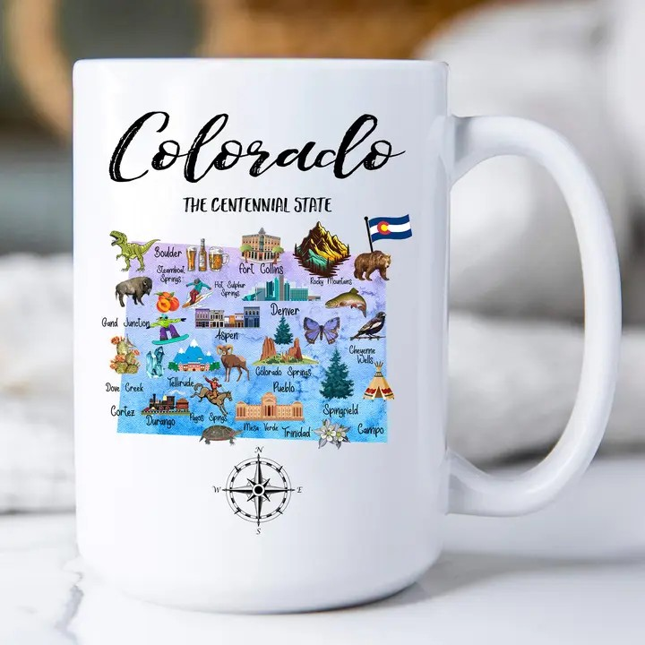 Colorado State Map Souvenir Coffee Mug