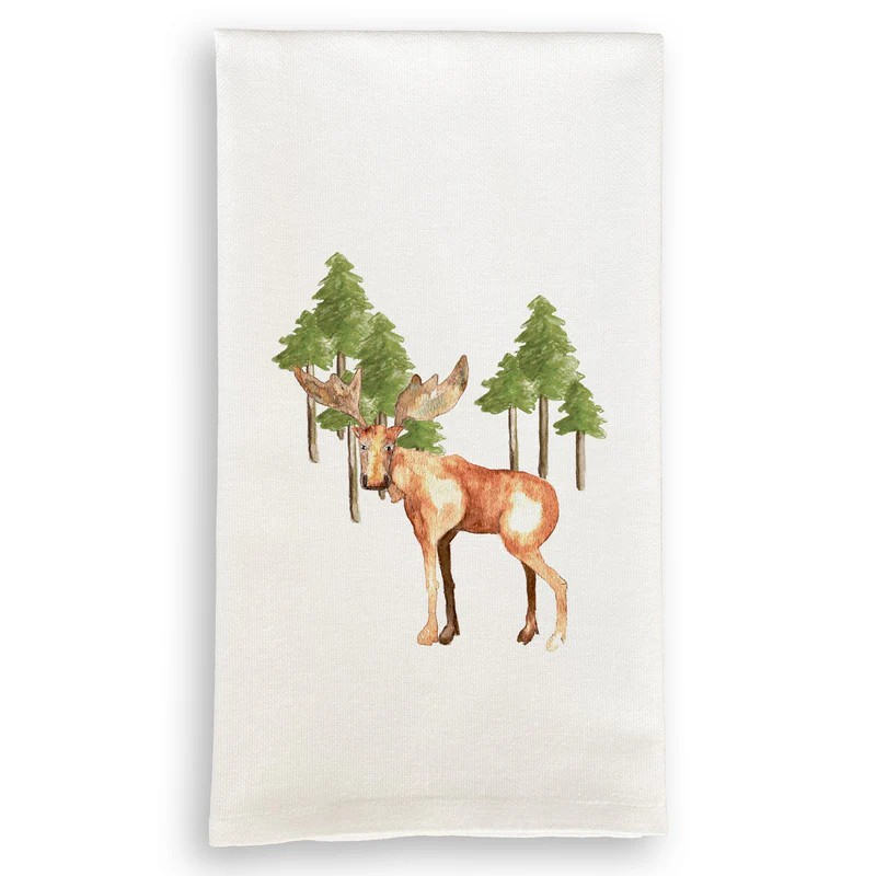 Moose with Trees Colorado Dish Towel
