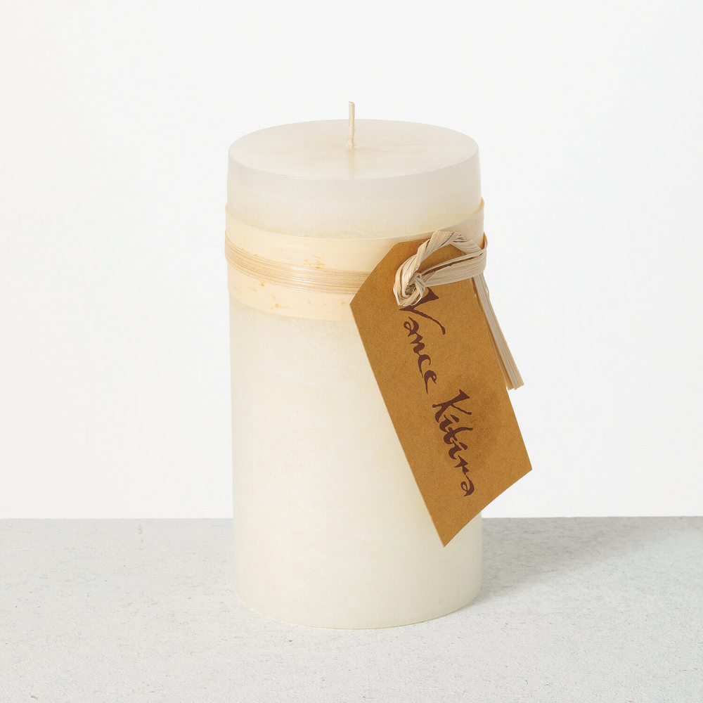 White Timber Pillar Candle 6"