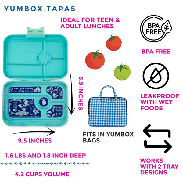 Leakproof Yumbox Tapas Greenwich Green 4C Tray - Largest