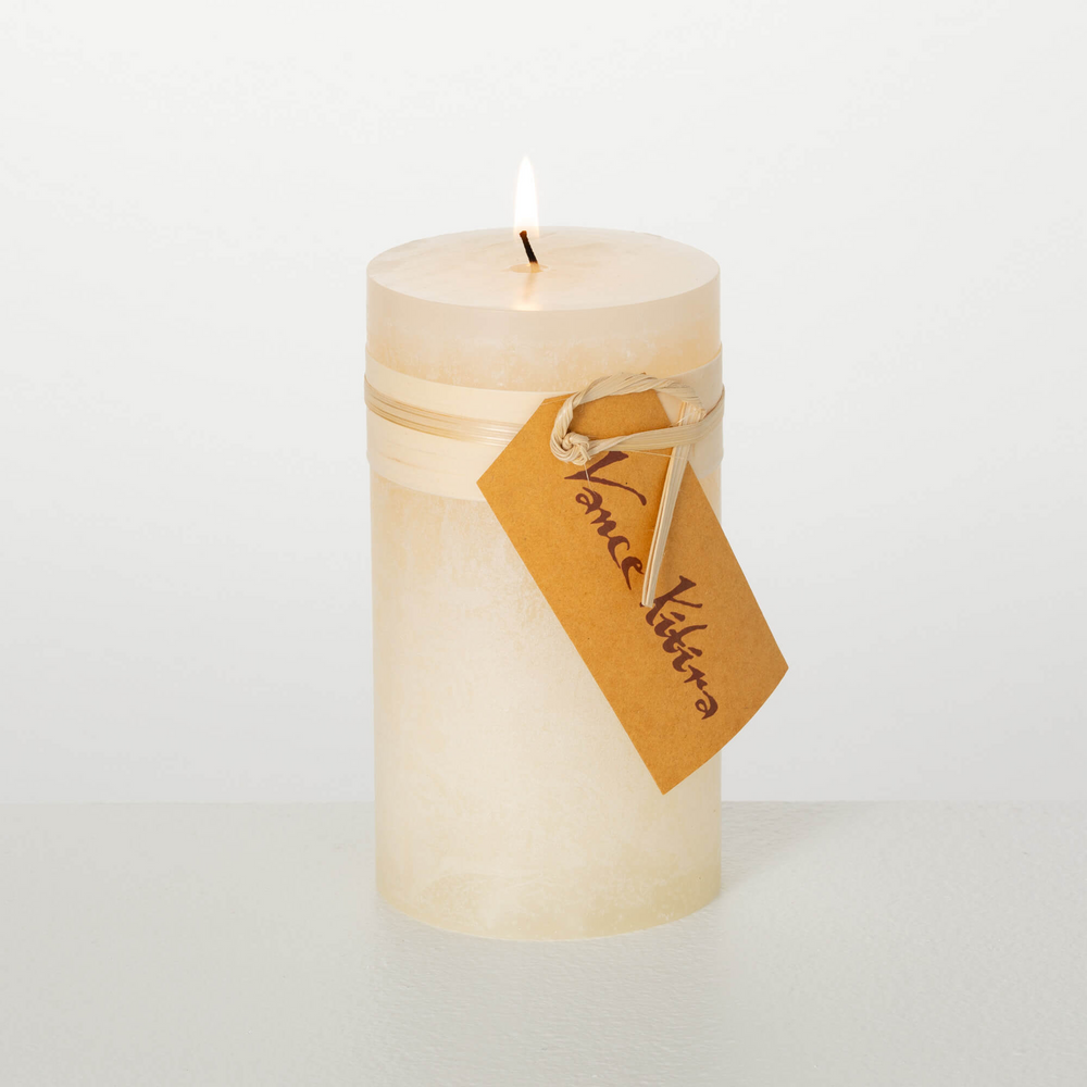 White Timber Pillar Candle 6"