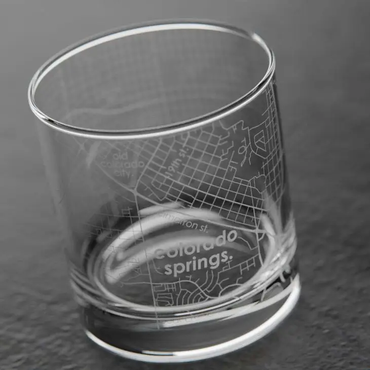 Colorado Springs Map Rocks Whiskey Glass Well Told