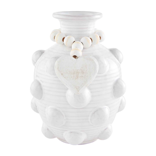 Mud Pie Heart Beaded Ceramic Vase