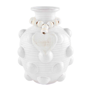 Mud Pie Heart Beaded Ceramic Vase