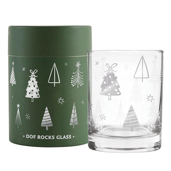 Double Old Fashioned Rocks Glass - Silver Trees