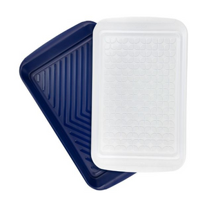 2-Piece Large Prep & Serve Marinade Tray Set - Stratus Blue