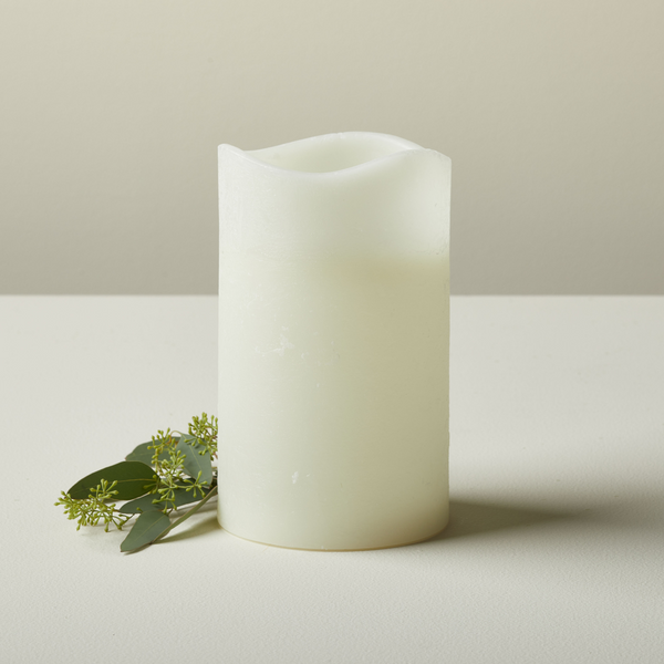 Flameless Pillar Ivory Flameless Pillar Candle-5x8